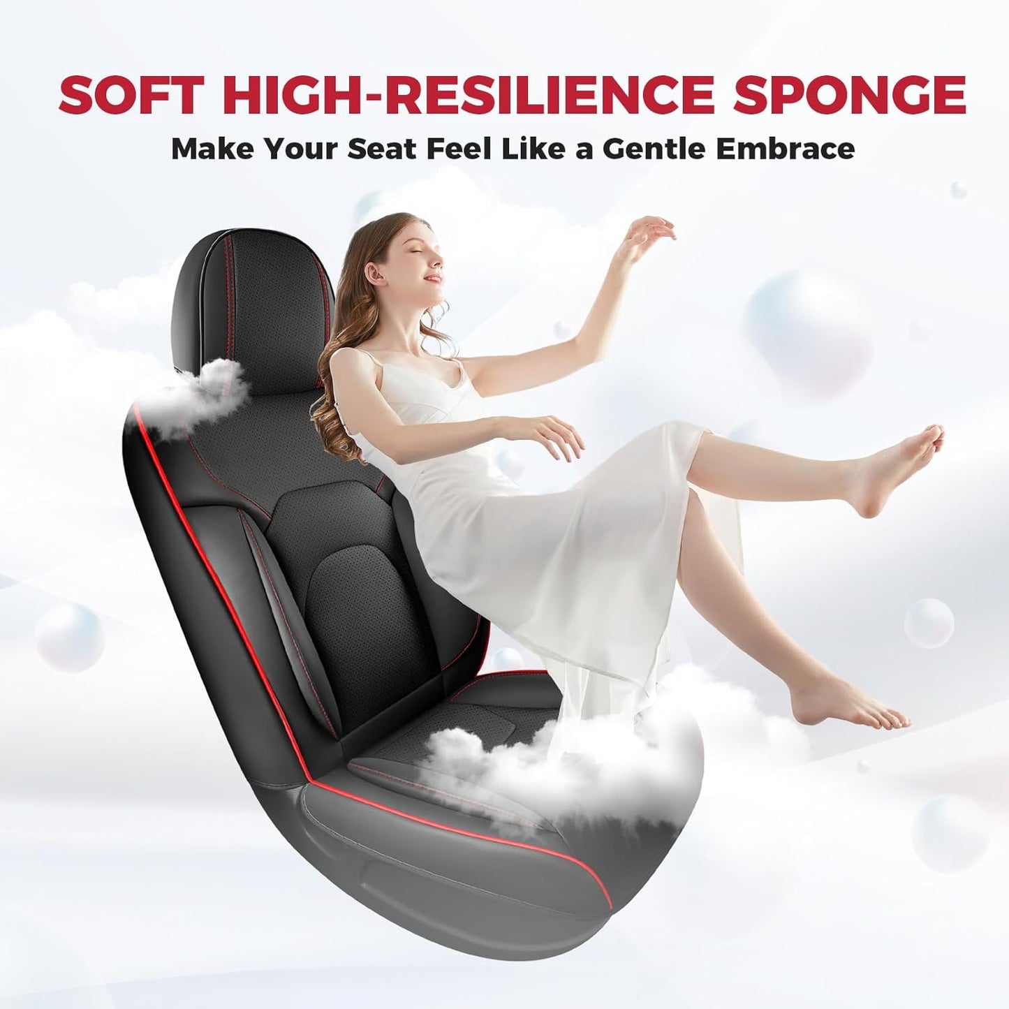 FREESOO Car Seat Covers Front Seats 2PCs,Waterproof Automotive Seat Covers, Leather Cars Interior Covers, Seats Protection Universal fit Babies & Adult (BlackRed)