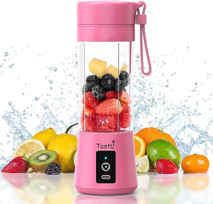 Portable Blender, Mini Personal Blender Bottles for shakes and smoothies，with USB Rechargeable On The Go Mixer Electric Blender juicer Cup for Fruit Juice Protein mixes (Pink)