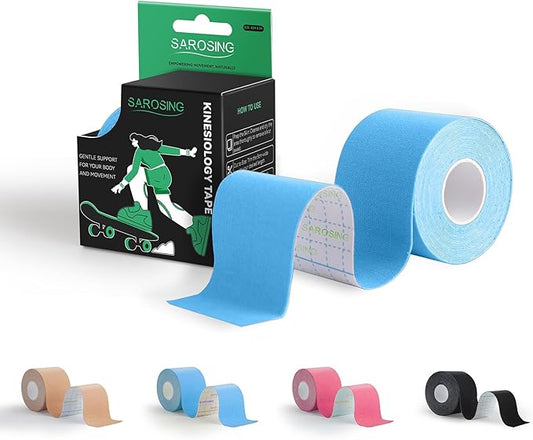 Kinesiology Tape for Knees | Sports Tape,Kinetic Tape, Elastic Athletic Tape for Protecting Knees, Shoulders | Waterproof Physio Tape and Hypoallergenic| 2" x 16 ft,Sky Blue