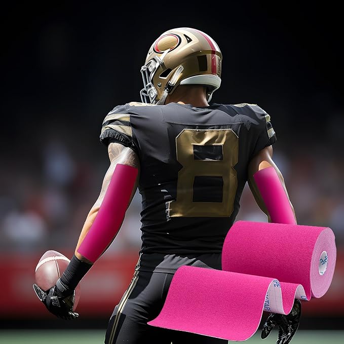 OK TAPE Turf Tape, Precut Extra Wide Turf Tape Footabll Turf Burn, Pink Athletic Tape Waterproof, Durable and Super Sticky Kinesiology Tape, 4in x 21ft (4in x 15.75in/16pcs)