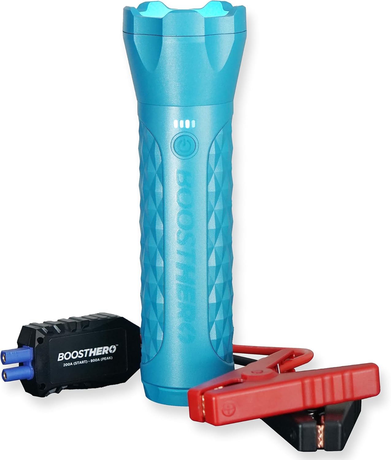 BoostHero Portable Car Battery Jump Starter, 6,000mAh Power Bank, LED Flashlight, with Smart Jumper Cables for up to 6.0L Gas/4.0L Diesel Engines (Blue)