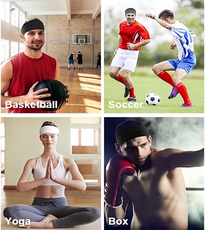 Workout Headbands for Men, 6 Pack Mens Running Headband Stretchy Sweatband Sports Headband