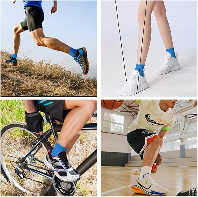 IEADEN Precut Kinesiology Tape for Ankle, 10 Pcs - Ankle Support & Stability, Ankle Pain Relief Athletic Tape - Waterproof & Elastic, Breathable Hypoallergenic Latex-Free Tape, Blue