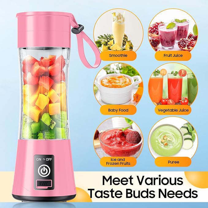 Cordless Personal Size Portable Blender - Blender Make Smoothies & Shakes, 12 Oz BAP Free Traveling Cup, Quickly Squeezed in Office/Picnic/Sprots