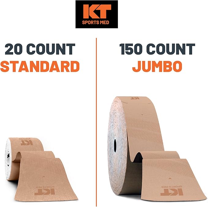 KT Tape, Pro Synthetic Kinesiology Athletic Tape, 150 Count, 10” Precut Strips