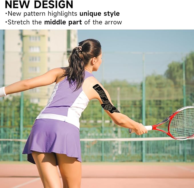 CKeep 4 Rolls Kinesiology Tape, Original Cotton Elastic Athletic Tape, 20 CT 10" Precut Strips Each, Waterproof Tape for Muscle Strain Relief and Joint Support, Black