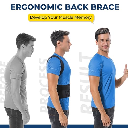 Back Brace Posture Corrector for Women and Men, Back Braces for Upper and Lower Back Pain Relief, Adjustable and Fully Back Support Improve Posture and Lumbar Support(XL, 39.5"-43" Waist)