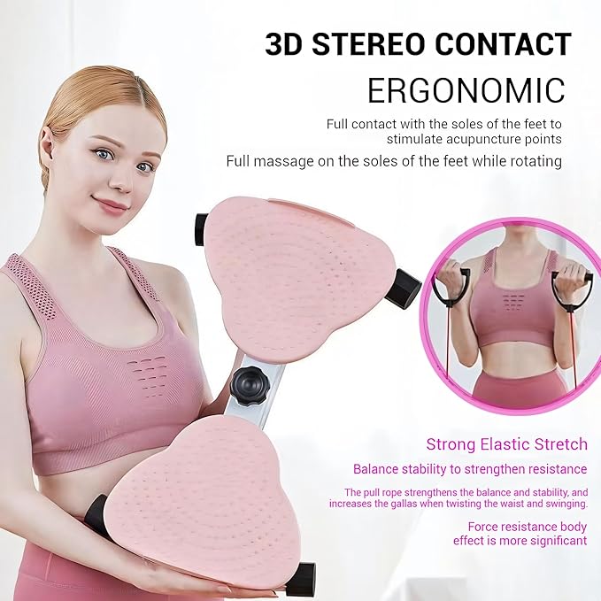 Waist Twister Board twisting machine exercise twist ab training – Noiseless Fitness Tool with Loop Resistance Bands, Foot Massage, and Core Workout for Belly Fat Loss