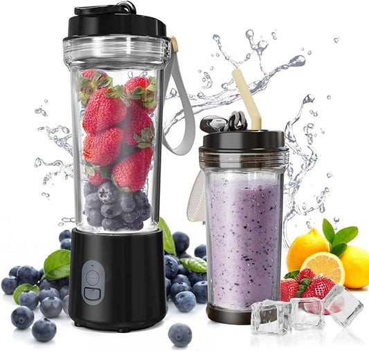 Portable Blender for Shakes and Smoothies 17Oz, Personal Blender 4000mAh USB Rechargeable, 500ml Portable Juicer for Kitchen/Travel/Gym(Black)