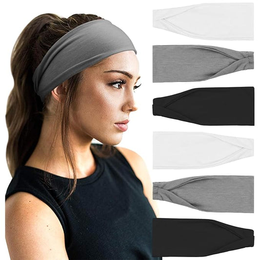 DRESHOW Yoga Sports Headbands for Women Elastic Non-Slip Headbands Workout Running Hair Bands 6 Pack