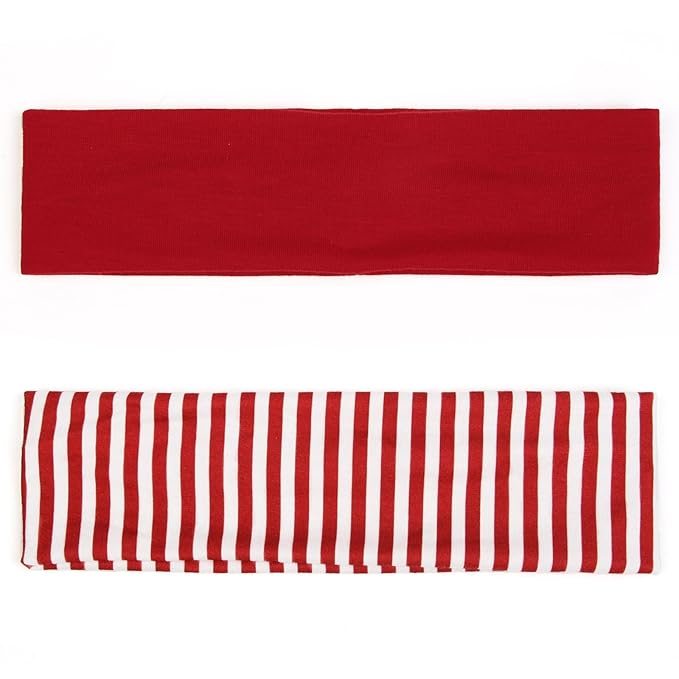 TERSE Christmas Headbands for Women - Short Hair Striped Non Slip Elastic Sweat Bands - Soft Fabric - Workout Yoga Running Sport Christmas Accessories