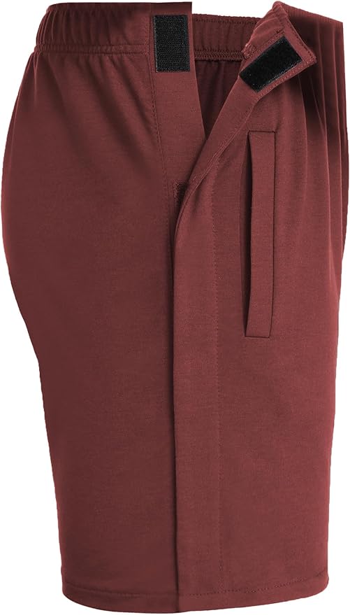 Deyeek Unisex Tear Away Shorts Snap On Athletic Cotton Shorts Post Knee Surgery Recovery Hip Replacement Pants with Pockets