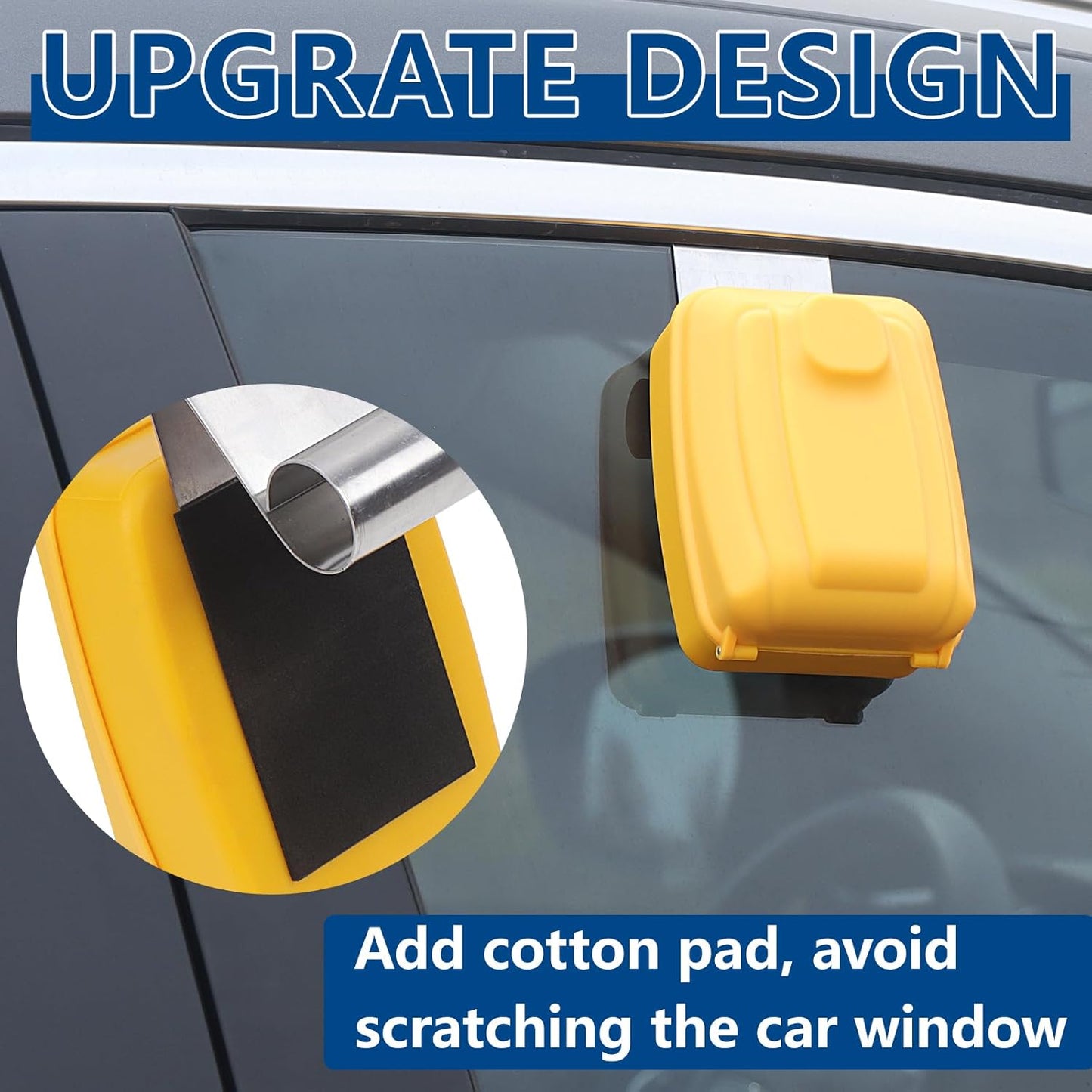 Car Window Punch Button Lock Box, Yellow Portable Car Key Lock Box with Key Labeling Tag, Sturdy Waterproof Large Capacity Lock Box for Turo, Ride Share, GetAround