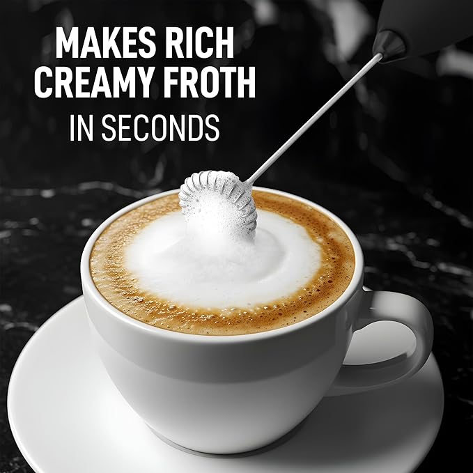 Zulay Kitchen Executive Series Milk Frother Wand - Upgraded & Improved Stand - Ideal Coffee Gift - Coffee Frother Handheld Foam Maker For Lattes - Electric Milk Frother Handheld For Cappuccino