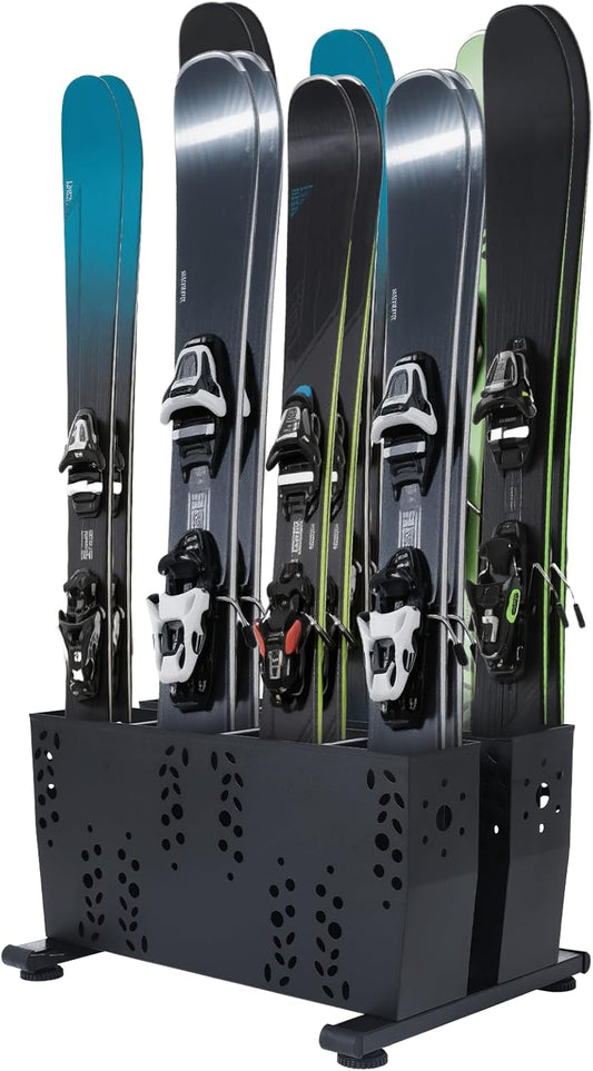 Freestanding Ski Storage Rack for 8 Pairs, Floor Stand Ski Organizer Rack, Heavy Duty Alloy Steel Ski Holders Ski Organizer, Freestanding Ski Organizer for Garage Basement