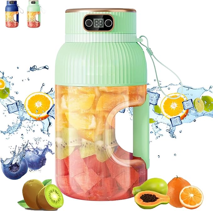 Juice Cup Blender Portable,Multifunctional Portable Juicer Cup,Portable Juicer Cup with Digital Display, Small Travel Blender for Shakes and Smoothies (Green)