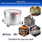 MirOil 7 Gallon Oil Disposal Caddy with Caster Wheels, USA Made Deep Fryer Grease Bucket Pot with Lid Lock & Lock Clip, 55Lb. Frying Oil Disposal Storage Container, Filtering Hot Cooking Grease - 60LC