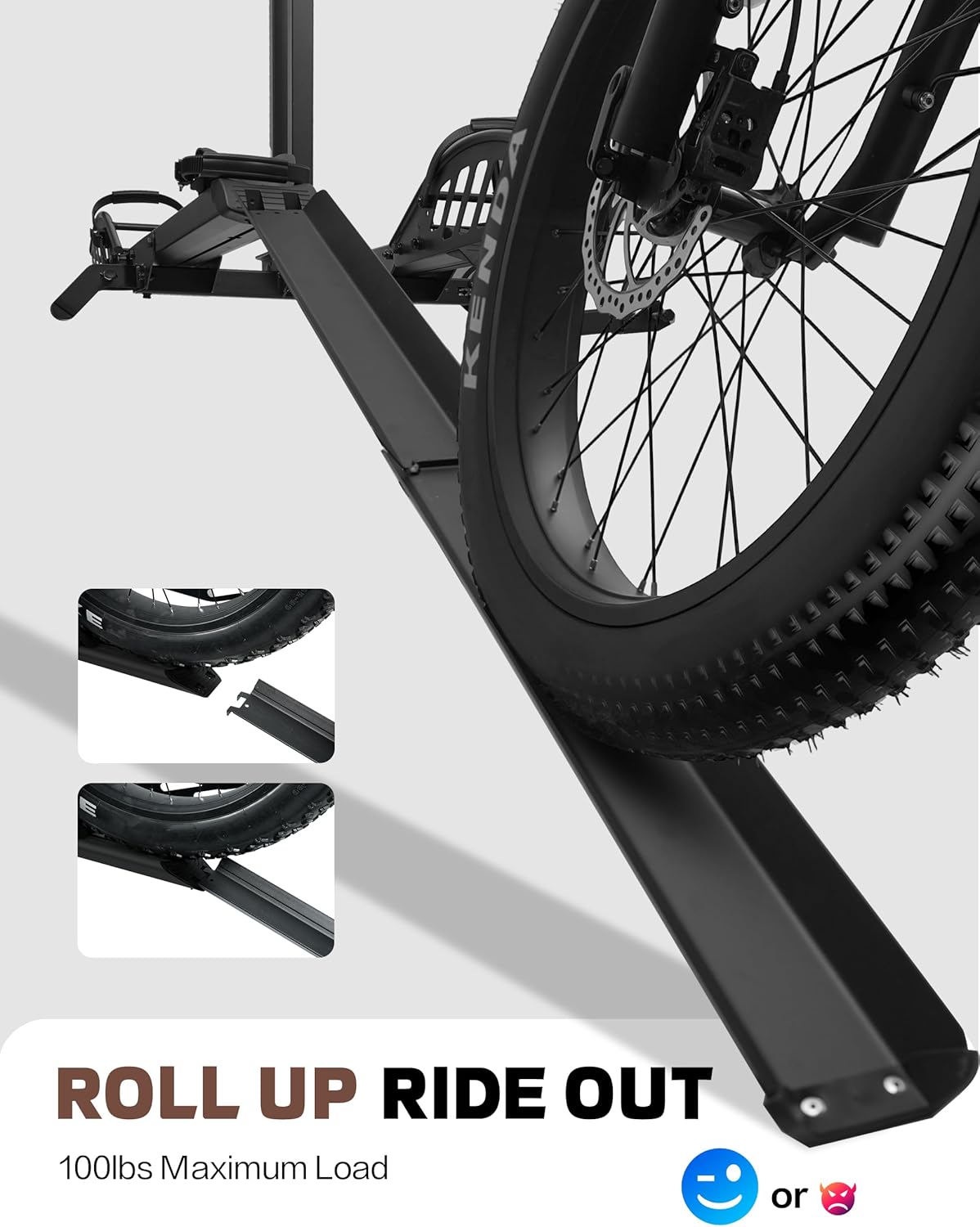 E-Bike Rack with Ramp, Hitch 2 Bike Rack, 200 lbs Capacity Electric Bike Carrier, Foldable Platform Mount for Cars, Trucks, SUVs, Minivans, Up to 5-Inch Fat Tire for 2'' Receiver