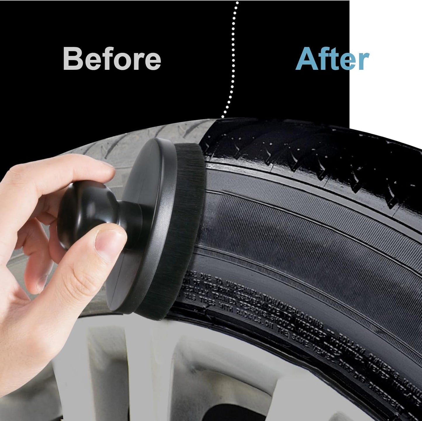 UNIMEIX Tire Shine Applicator Brush Large Vegan Oval Tire Shine Brush with Storage Stand for Vehicles Tire Shine Polish Wax and Car Wash