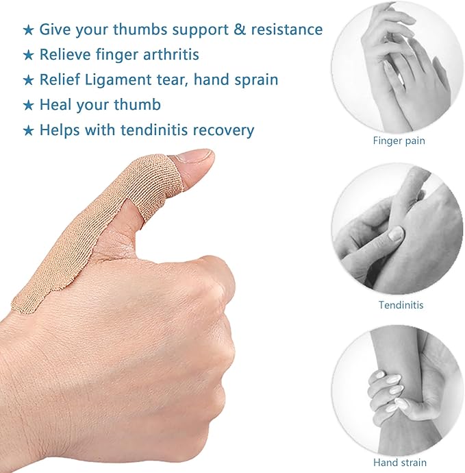 10 Sheet Thumb Support Tape for Arthritis & Tendonitis Pain Relief - Elastic Self-Adhesive Blister Bandage for Finger & Foot Anti-Friction for Sports, Housework, Joint Stability & Injury Recovery