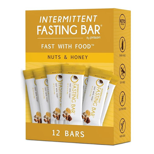 Prolon Fast Bars | Keto, Gluten Free, Dairy Free, Plant Based Protein, Intermittent Fasting Bars | Developed to Not Break Your Fast | Nuts & Honey, 12 Ct