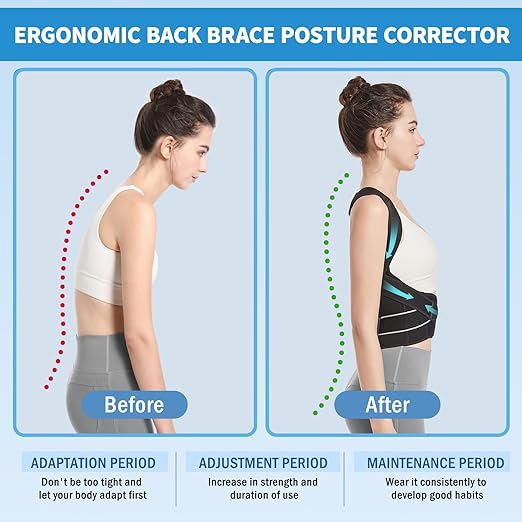 Eicgo Posture Corrector.Eicgo Adjustable Posture Corrector Belt，Upper Back and Spine Support, Adjustable Support Belt for Men and Women，Comfortable and Breathable Back Straightener (Medium)