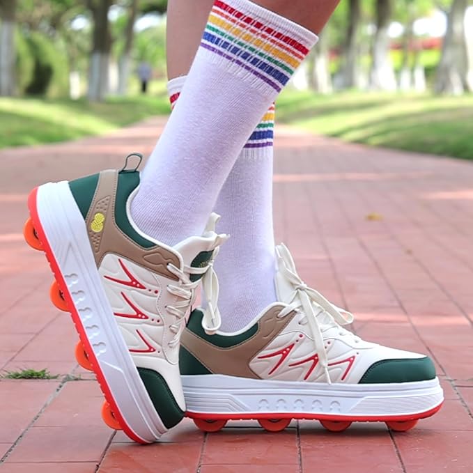 Roller Skate Shoes & Sneakers with Wheels, Outdoor Roller Skates for Girls Boys, Shoes with Wheels for Christmas Birthday Gift