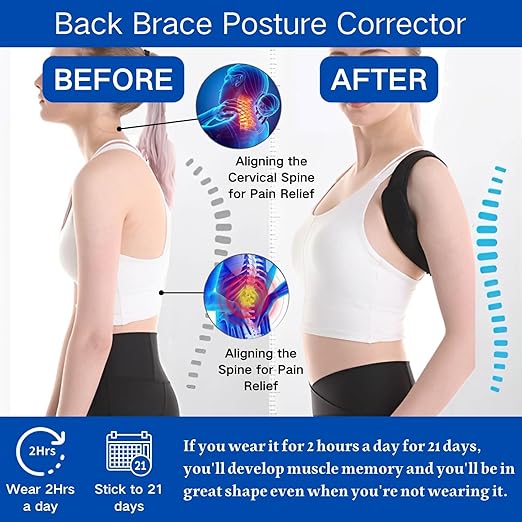 Posture Corrector for Women, Breathable Back Brace Posture Corrector, Adjustable Back Support Brace, Posture Corrector for Men, Back Straightener Posture Corrector, Relief for Neck, Shoulder Pain