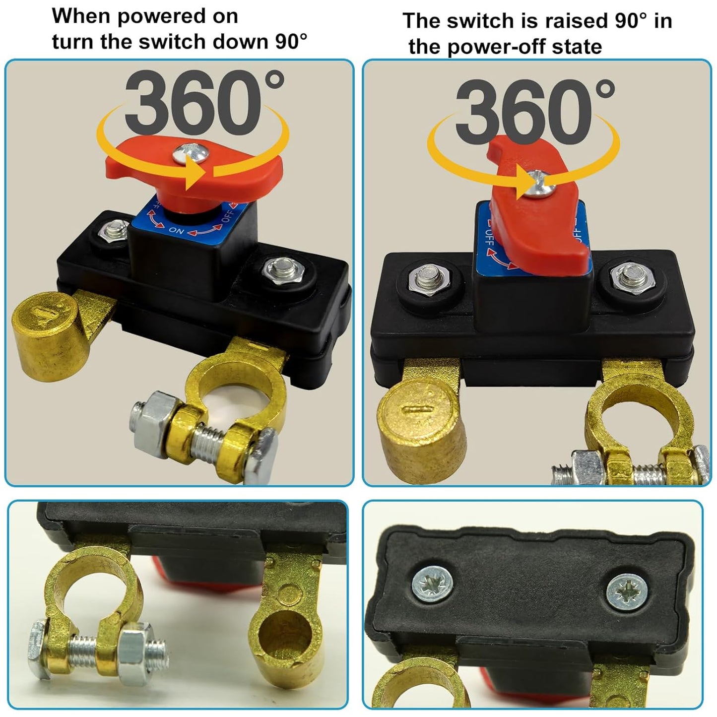 Car Battery Power Cut-Off Switch Breaker, Pure Copper Stable Transmission High Conductivity Disconnect Smart Battery Disconnect Switch for Car Truck Boat Rv Supplies