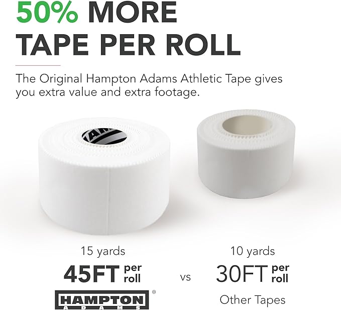 Hampton Adams | As Seen on Shark Tank | Original Athletic Sports Tape (3-Pack) | 45ft Rolls | Very Strong Easy Tear NO Sticky Residue | Best Tape for Athlete & Trainers | Fingers Ankles Wrist