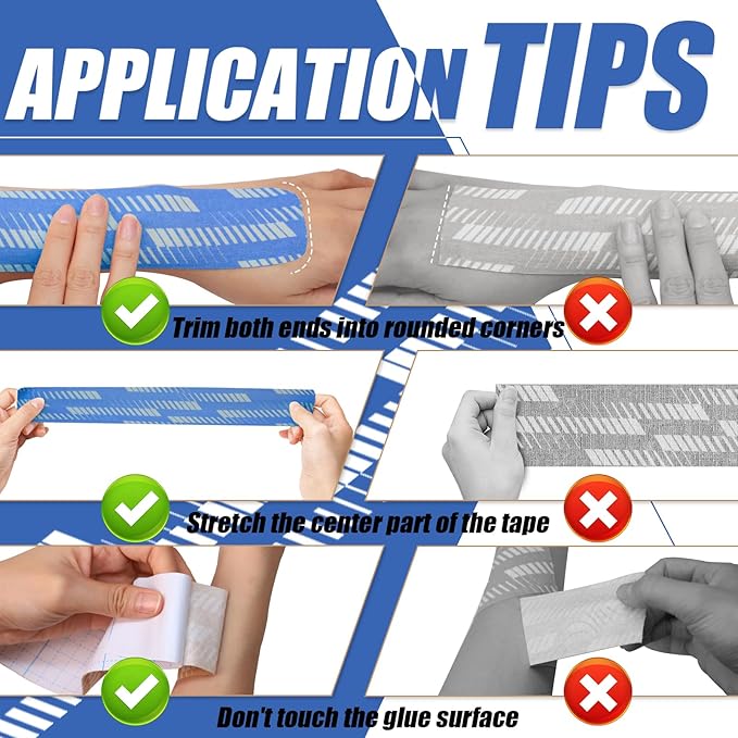 Kinesiology Tape, 2 Rolls Hypoallergenic Athletic Tape for Muscle Strain Relief & Joint Support, Waterproof & Breathable Sports Tape for Pain Relief, 2in x 16ft Uncut Roll-Stripe