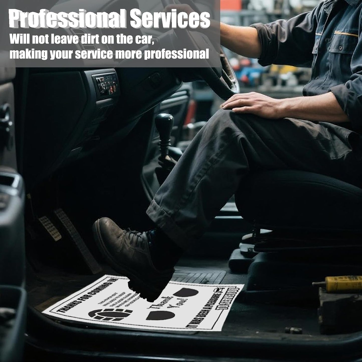 300 Pcs Car Paper Floor Mats, Disposable Automotive Floor Mats for Car Detailing with Footprint Words, White Car Foot Pads Protective Papers (19.3" x 15.4")