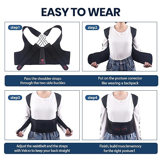 Posture Corrector for Women & Men, Adjustable Back Brace with Breathable Support (Waist 28-33in)