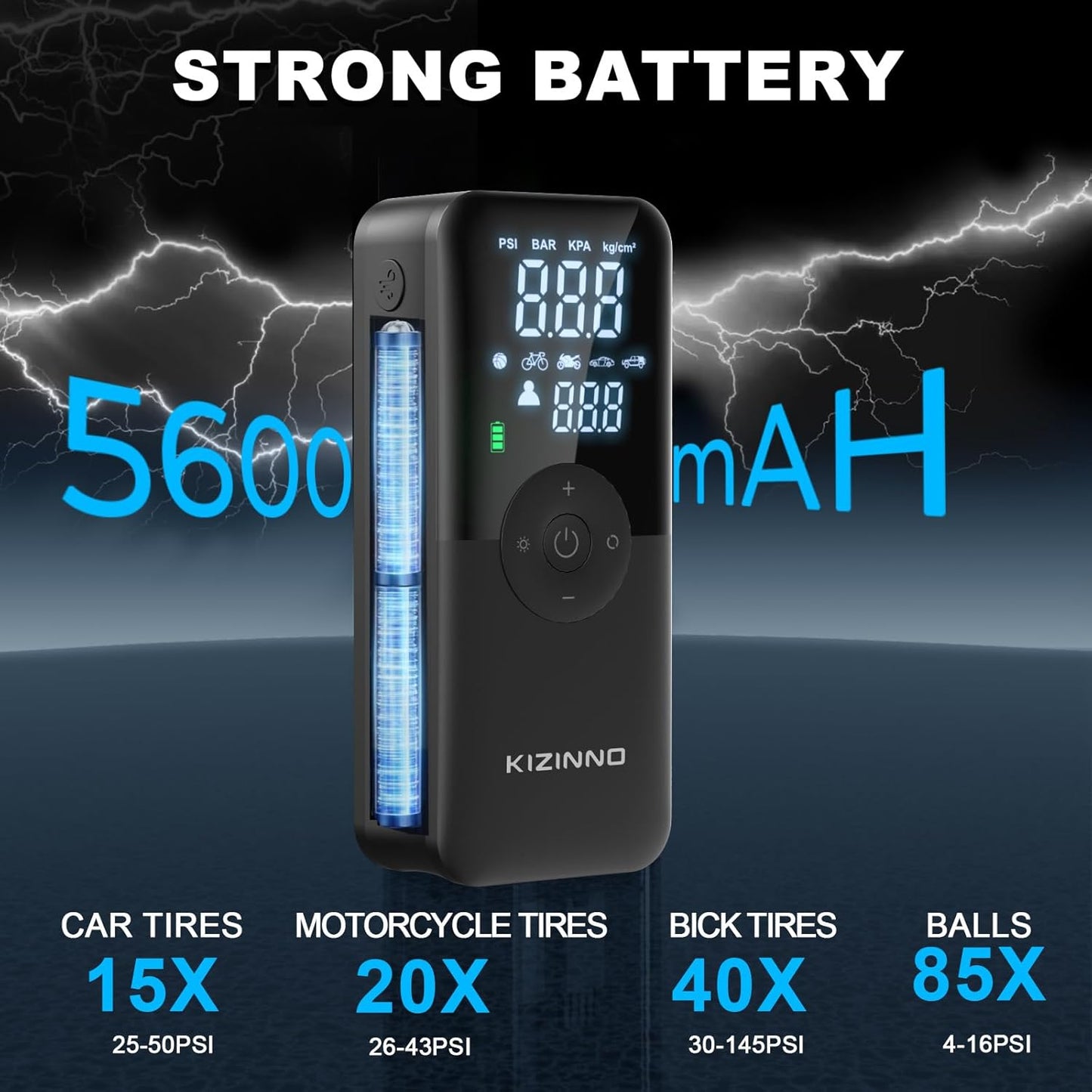 Tire Inflator Portable Air Compressor - Faster Inflation 150PSI Cordless Air Pump, Deflation Button, Digital Pressure Gauge, Portable Tire Inflator for Car, Pickup, Motor and More (Black)