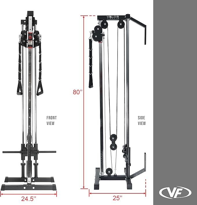 Valor Fitness BD-62 Wall Mounted Cable Machine with Adjustable Dual Pulley System Functional Home Gym Workout Equipment