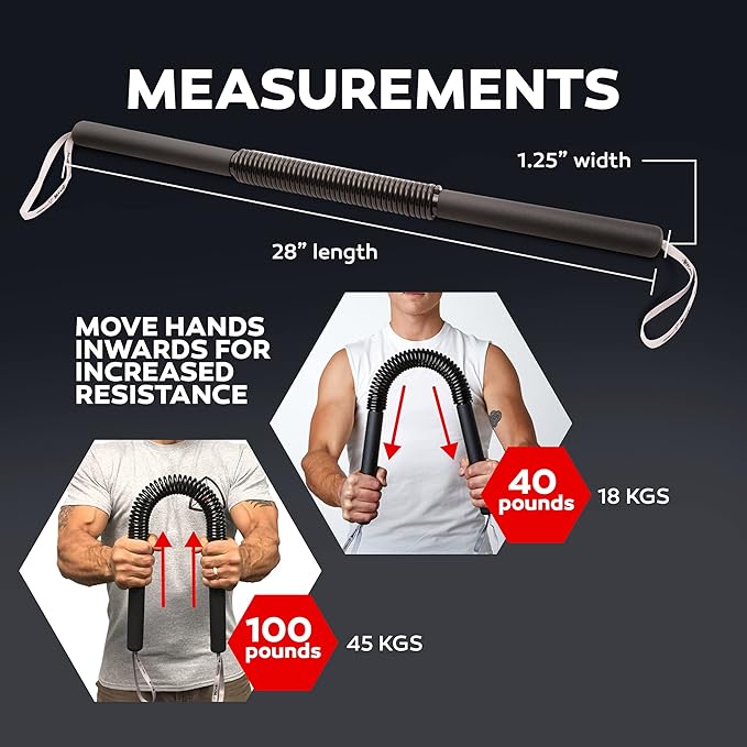 Python Power Twister Bar - Upper Body Exercise for Chest, Shoulder, Forearm, Bicep and Arm Strengthening Workout Equipment by Core Prodigy