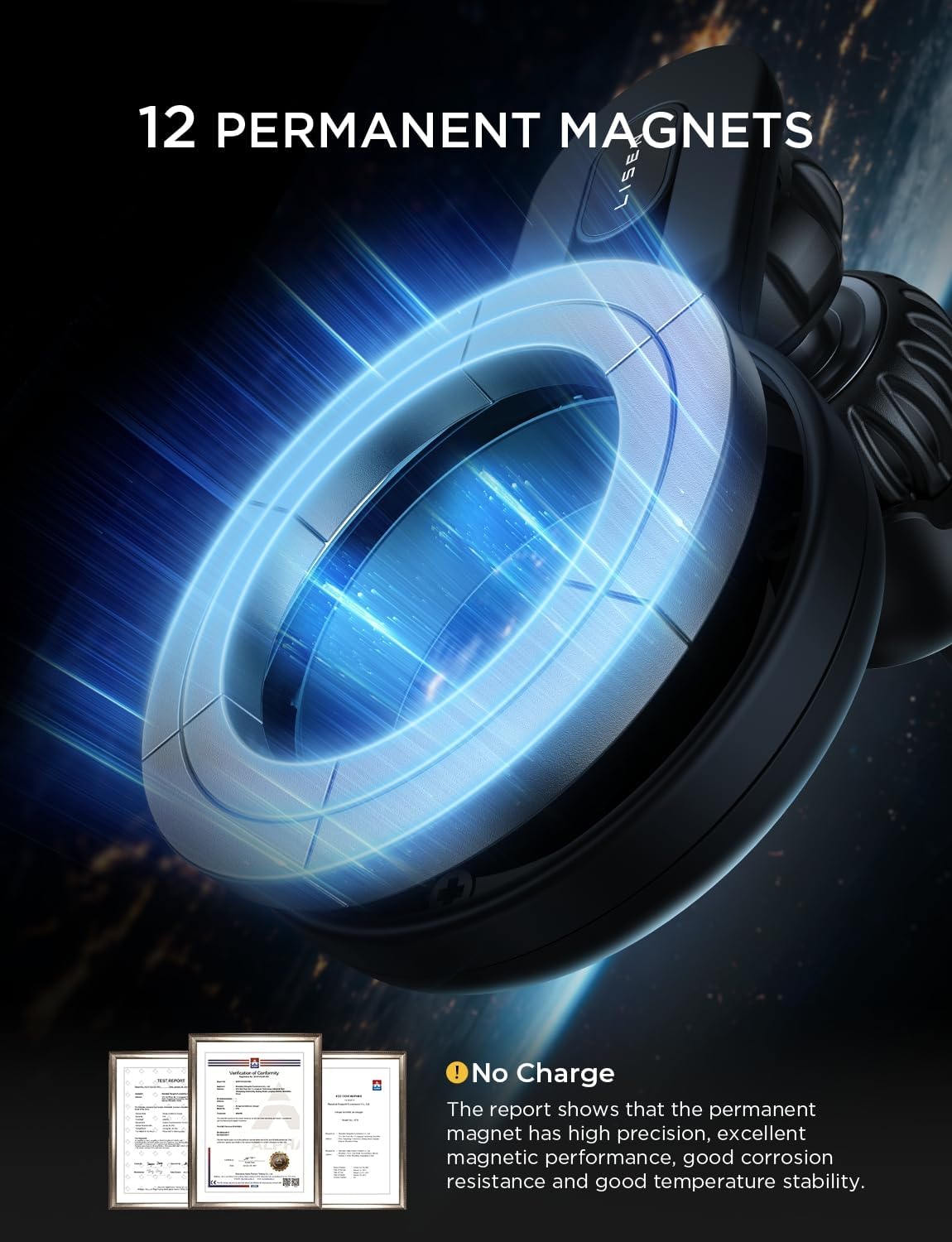 LISEN for iPhone 16 MagSafe Car Mount, [Quick Install] Ultra Magnetic Long Arm Mag Safe Car Phone Holder Vent, Car Accessories Fit for iPhone 16 Pro Max 15 14 13 12 Plus Mini Men Women, Blue