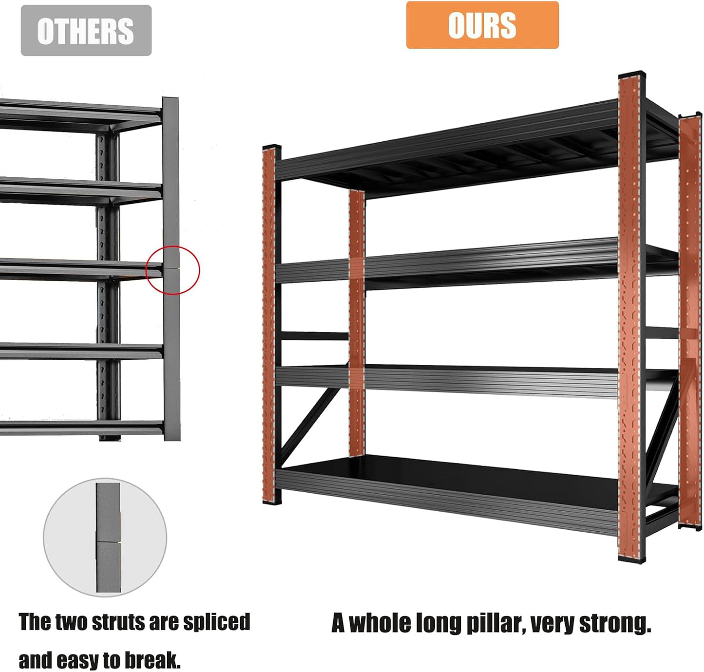 59" W Garage Shelving Heavy Duty, 4 Tier Metal Garage Shelves Adjustable Storage Shelving Unit for Garage, Warehouse, Industrial Shelves