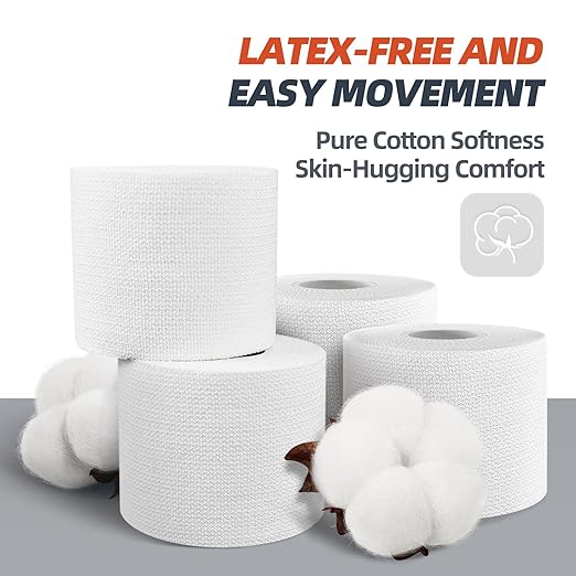 Dimora 4-Pack Elastic Adhesive Bandage Tape - Durable Elastic Tape for Joints Support and First Aid Kit, No Sticky Residue, Strong Bandage Wraps for a Pained and Tender Joint