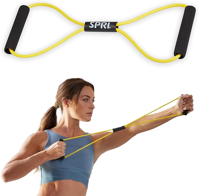 SPRI Ultra Toner Figure 8 Resistance Band with Padded Handles Great for Stretch, Exercise, Fitness Training, Yoga, Resistance Weights, Therapy, Gym or Home Workout Equipment.