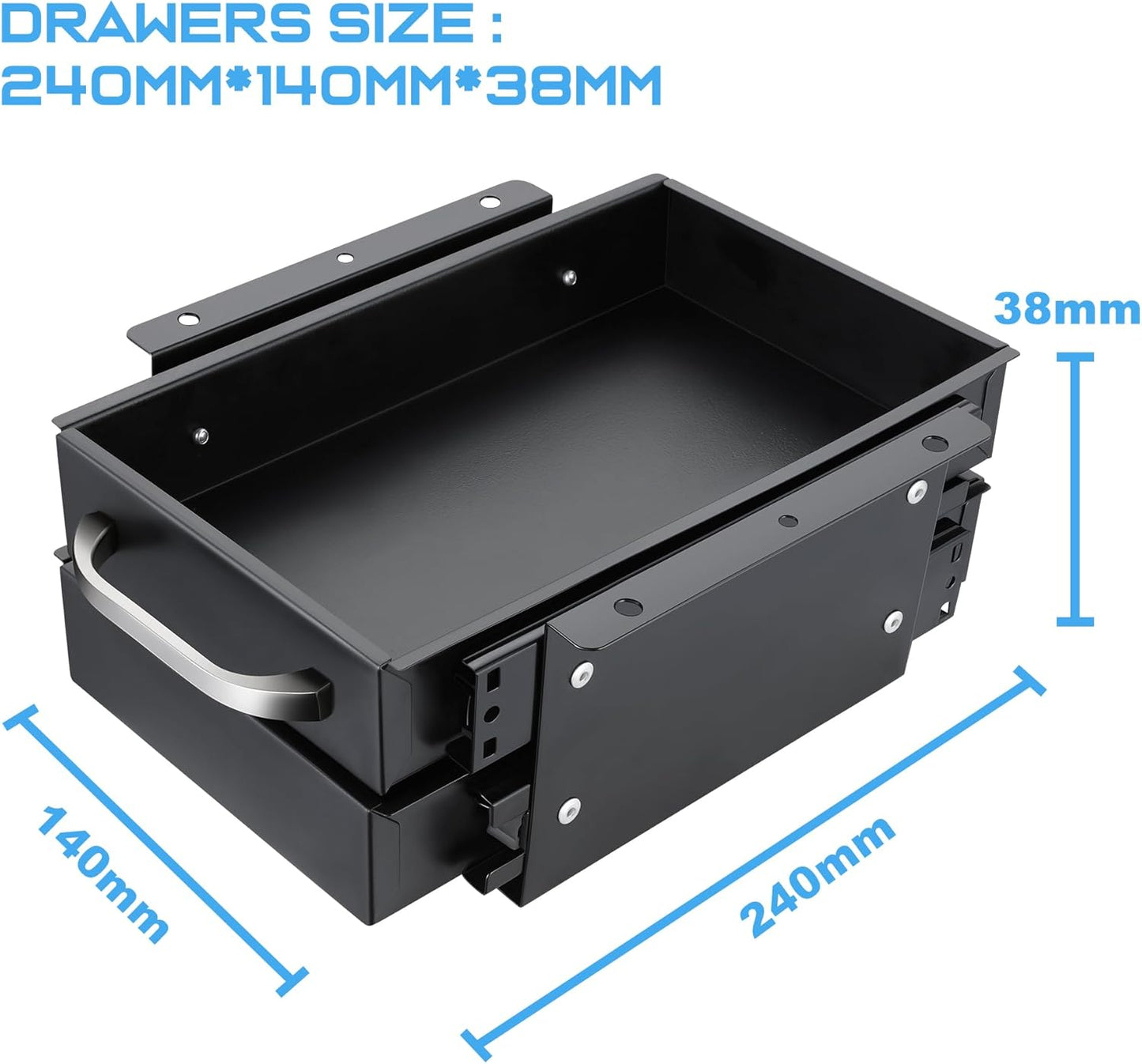 DNA MOTORING Round Mechanics Roller Seat Creeper Stool with Padded Cushion, Tool Storage Drawer & Tray, 300 Lbs Max Weight Capacity, Blue, TOOLS-00492