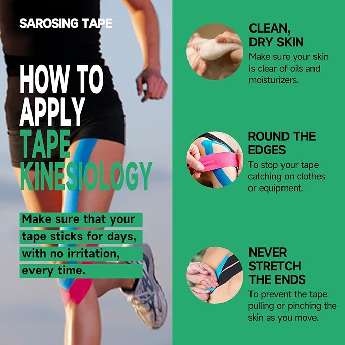 Kinesiology Tape for Knees | Sports Tape,Kinetic Tape, Elastic Athletic Tape for Protecting Knees, Shoulders | Waterproof Physio Tape and Hypoallergenic| 2" x 16 ft (Green)