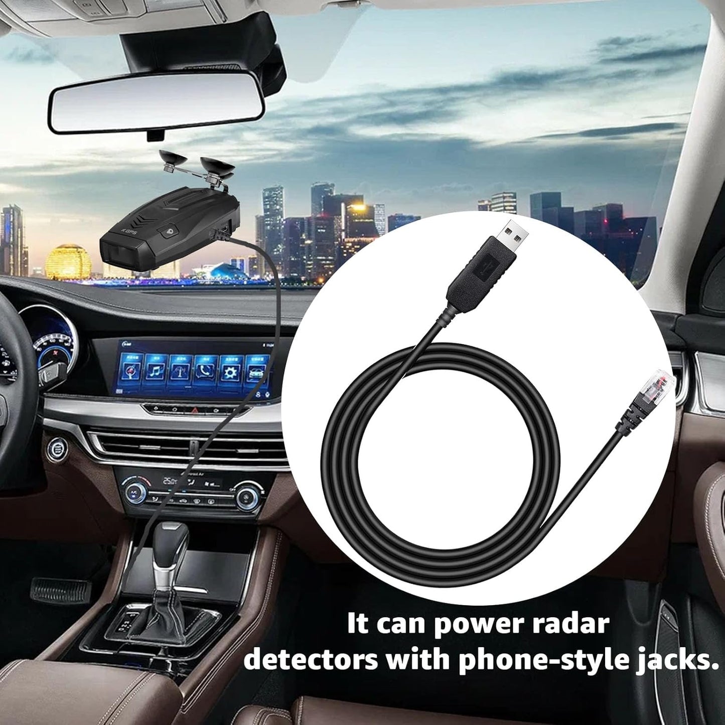 4.92Ft Radar Detector Cable - USB to RJ11 Plug Cable for Escort Radenso XP Uniden Beltronics Cobra Whistler - Premium Replacement Power Cord for Radar Detectors - Durable USB to RJ11 Connection