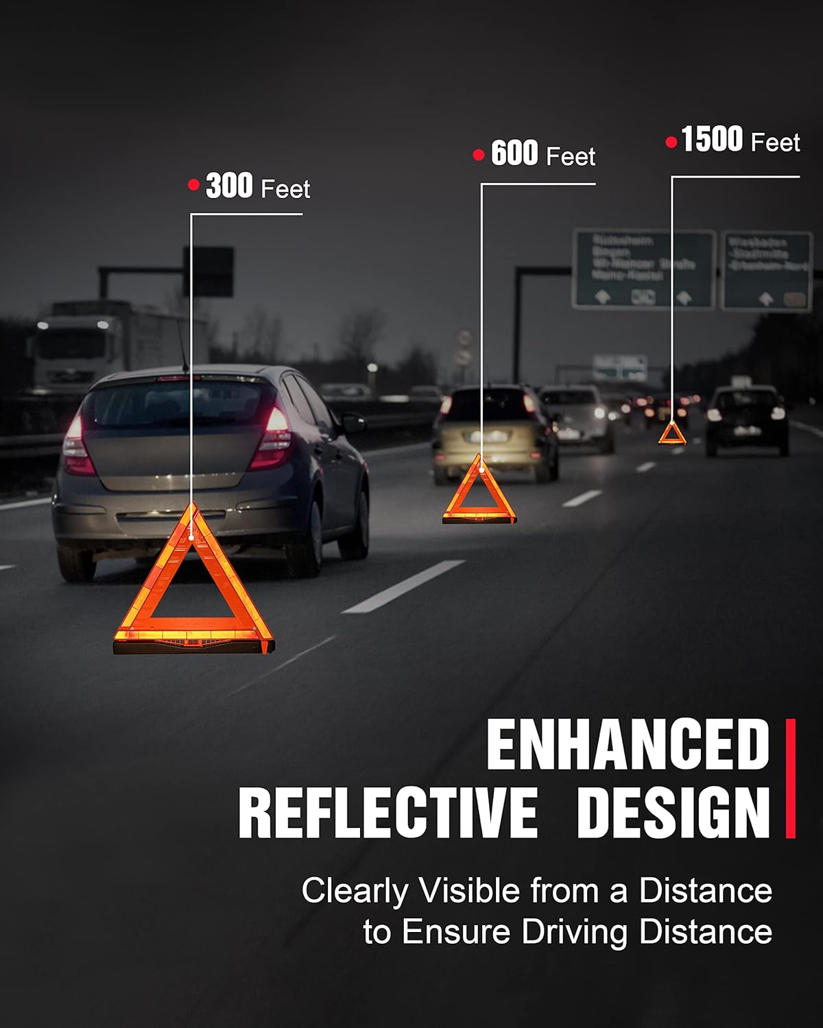 12 Pack Warning Triangle DOT Approved, Foldable Emergency Safety Reflective Triangles for Roadside Vehicles Breakdown with Carrying Case