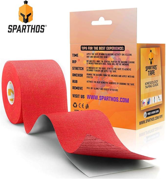 Sparthos Kinesiology Tape - Incredible Support for Athletic Sports and Recovery - Free Kinesiology Taping Guide! - Uncut 2 inch x 16.4 feet Roll