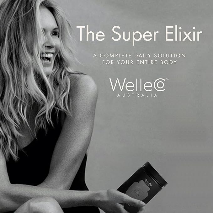 WelleCo The Super Elixir Daily Greens Powder, Probiotic Drink Mix with Whole Foods, Gluten Free, Vegan Gut Health Powder, Energy, Immunity, Healthy Skin, Hair & Nails (300g, Mixed Berry)