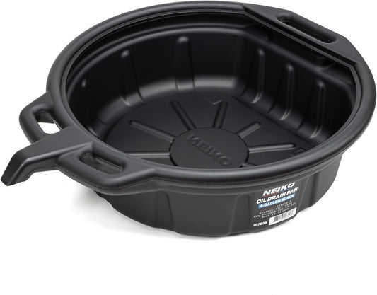 NEIKO 20760A Large Oil Drain Pan, 4 Gallon (16L) Capacity, Black Plastic Anti Splash Oil Pan, Motor Oil Drip Catcher Pan, Non Spill Pour Spout, Oil Catch Pan for Changing Oil, Oil Drain Container