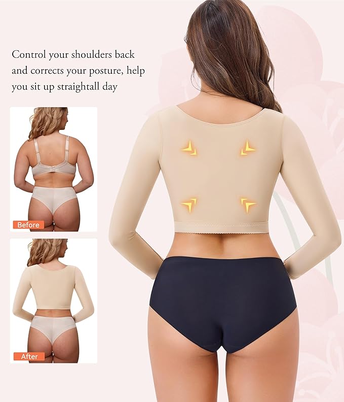LANCS Women Upper Arm Shaper Post Surgical Compression Sleeves Slimmer Tops Posture Corrector Vest Shapewear