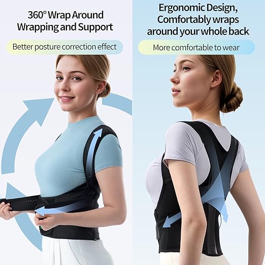 Posture Corrector for Women and Men, Adjustable Full Back Straightener, Back Brace for Upper and Lower Back Pain Relief, Scoliosis, Dowagers Hump, Hunchback, Thoracic, Spine Corrector (Large, Waist: 33.8''-38.5'')