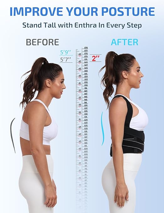 Posture Corrector for Women and Men with Bionic System, Precise Full Back Support Back Brace for Upper and Lower Back Pain Relief with Two 3D Pads